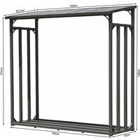Metall Kaminholzregal Anthrazit 143 x 70 x 145 cm Garten – Bild 6
