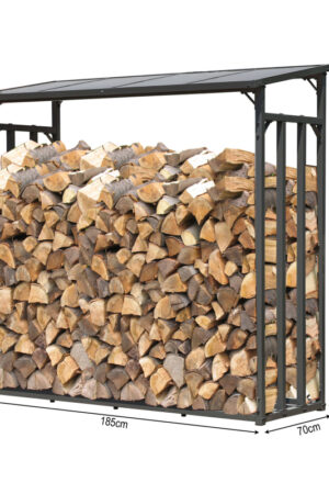 Metall Kaminholzregal Anthrazit XXL 185 x 70 x 185 cm Garten Kaminholzunterstand 2,3 m³ Kaminholzlager Stapelhilfe Aussen