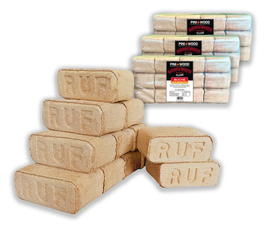 PINI 30 kg Holzbriketts 100% Buche Hartholzbriketts