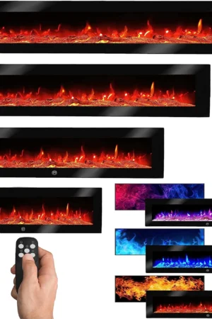 LED Wandkamin Elektrischer Kamin Elektrokamin Kaminofen Luna Heizung 180cm