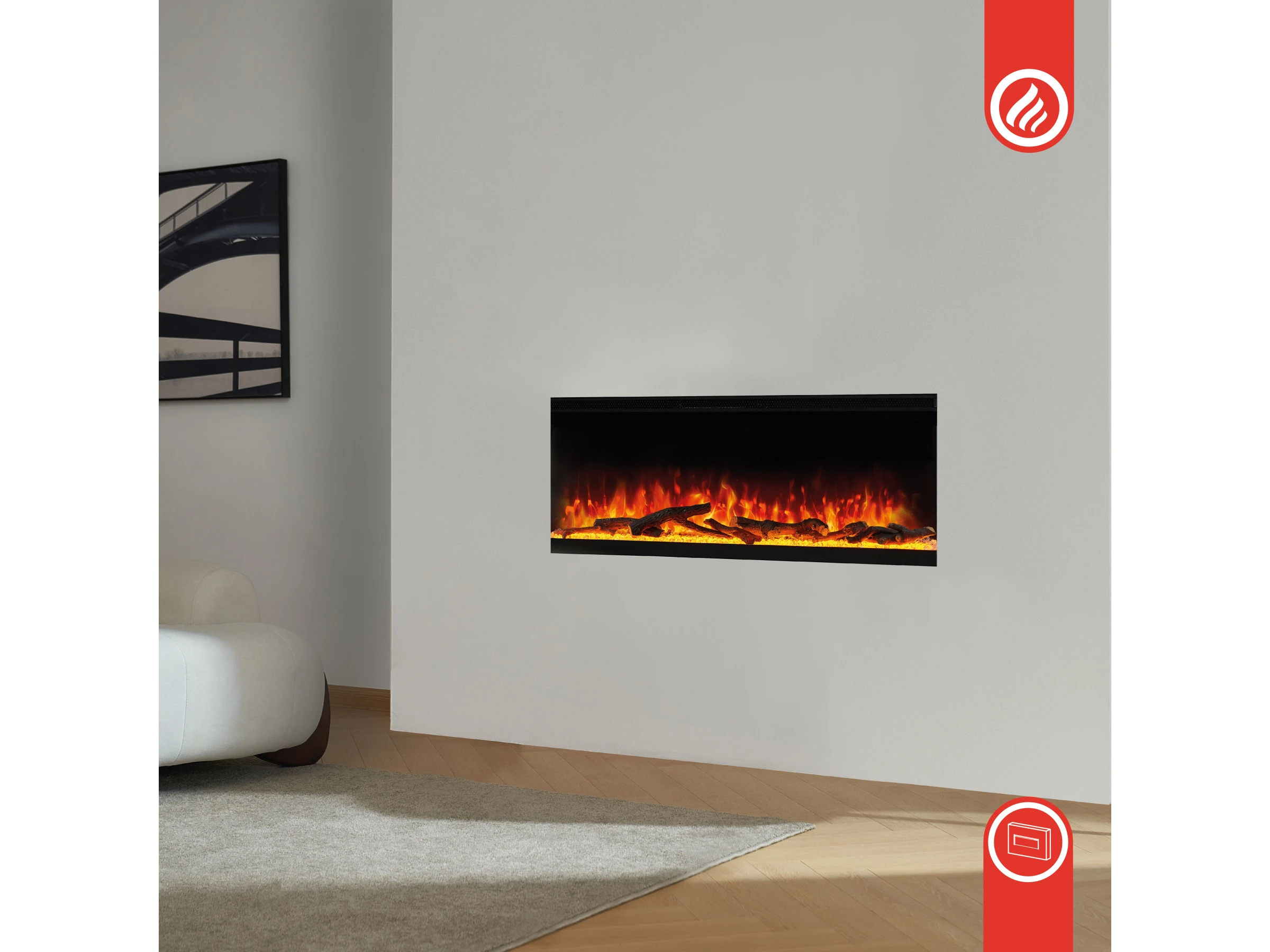 Kaminio Elektrokamin LEA 3in1 Kamin Panorama Heizung 3D-Effekt 12 Flammen 42" – Bild 6