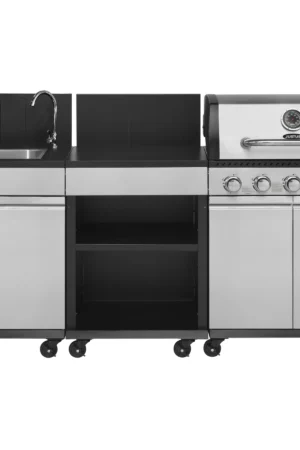 Justus BBQ Gasgrill-Küche Juno 5 Hauptbrenner und 1 Seitenbrenner Edelstahl
