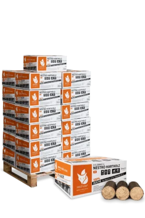 Heizfuxx Holzbriketts Nestro Hartholz m 12kg x 25 Karton 300kg Palette